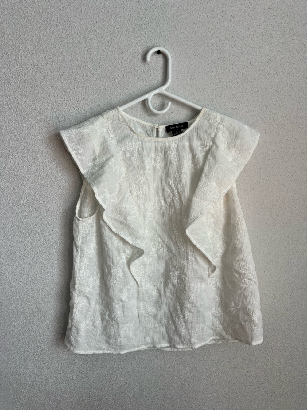 Sanctuary White Ruffle Sleeve Women's Top